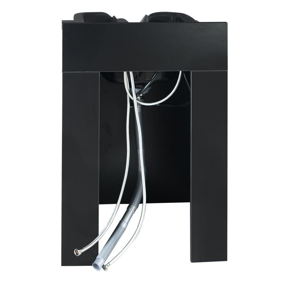 Backwash Sink Station with Plastic Shampoo Bowl for Salon Shampoo Beauty Black
