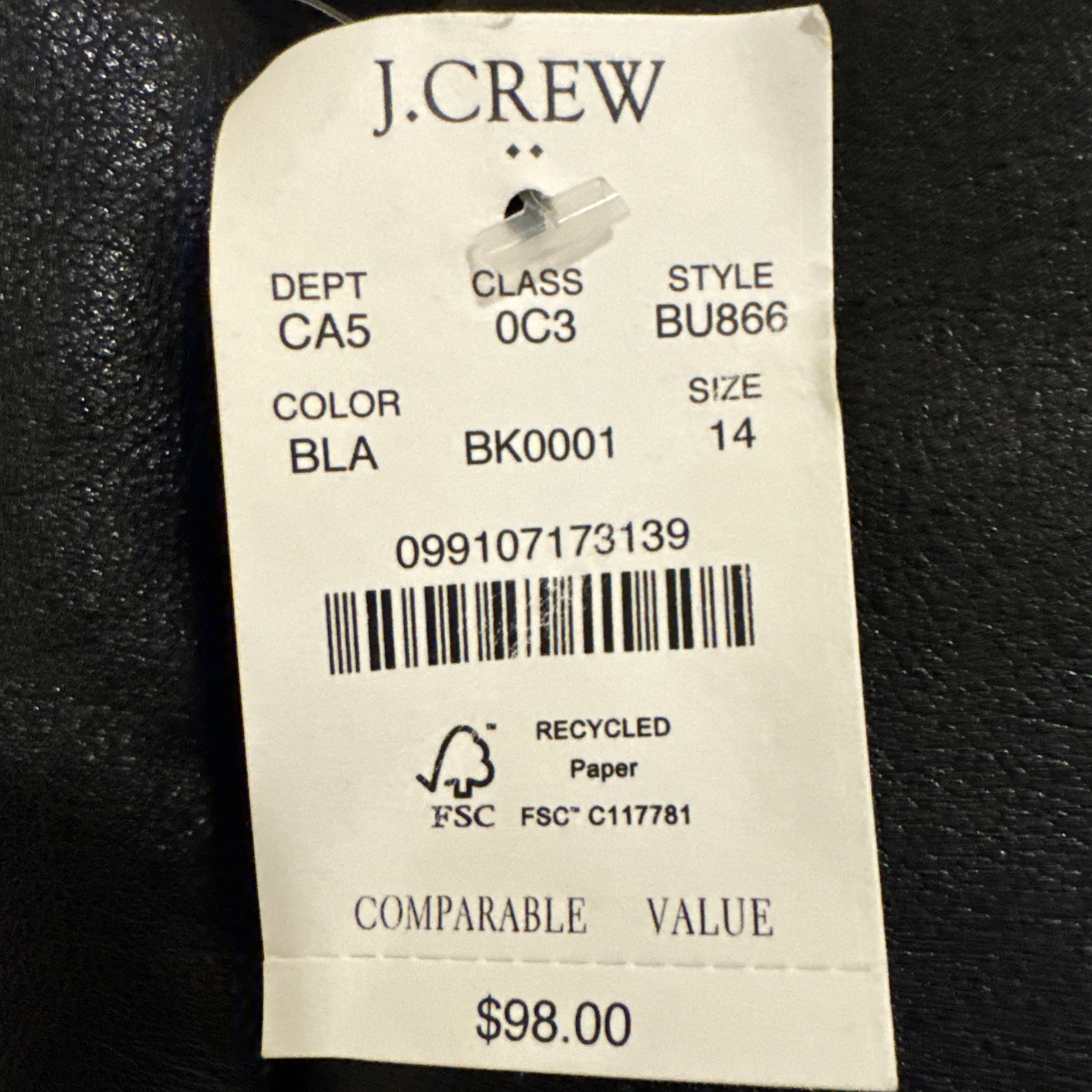 NWT J Crew sz 14 Fitted Faux-Leather Pencil Skirt Black BU866