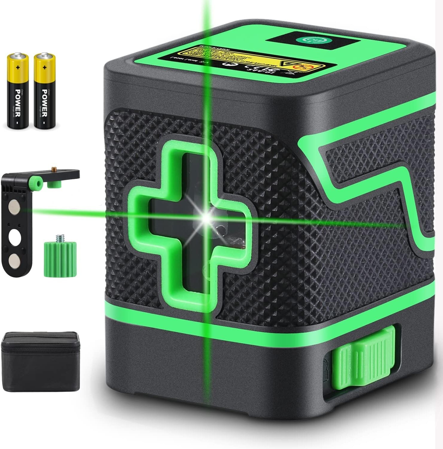 2 Line Laser Level 360° Rotary Cross Line Self Leveling Tool W/Bracket Batteries