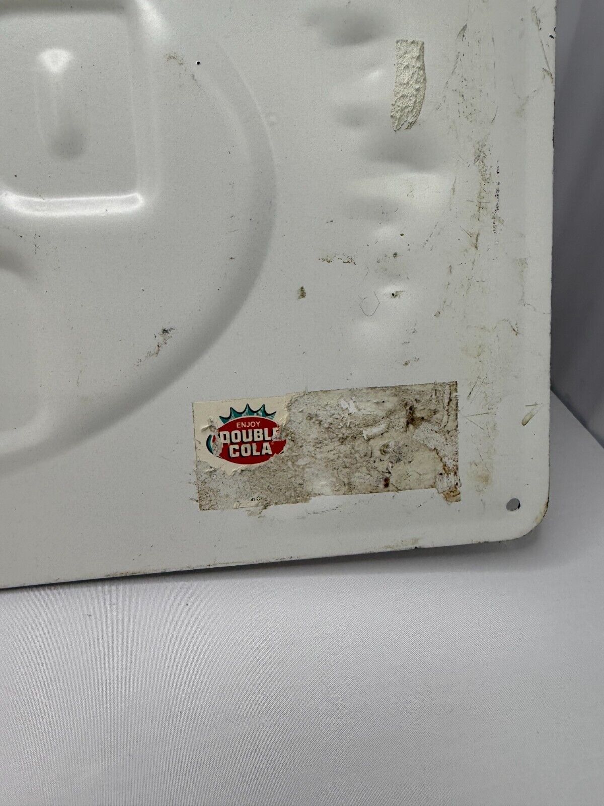 "DOUBLE COLA" EMBOSSED METAL ADVERTISING SIGN, (26"x 8") AWESOME SIGN