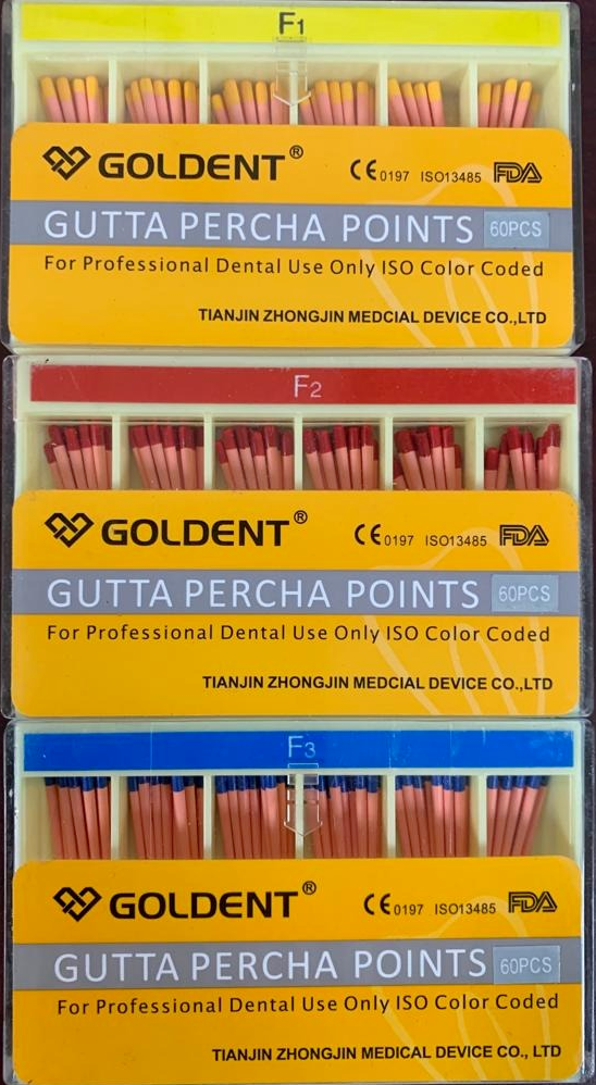 GOLDENT Gutta Percha Points F1, F2, F3 60-300 GP points EXP:2024-10