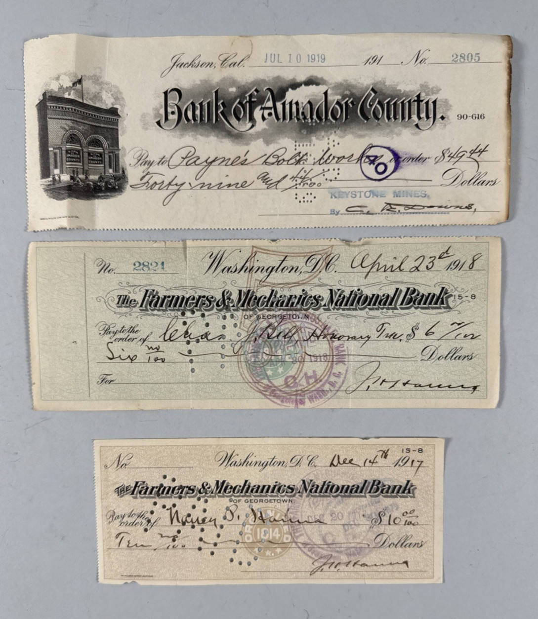 Lot of 300 US Bank Cancelled Checks 1861-1934 Marion Central, The Peoples Bank