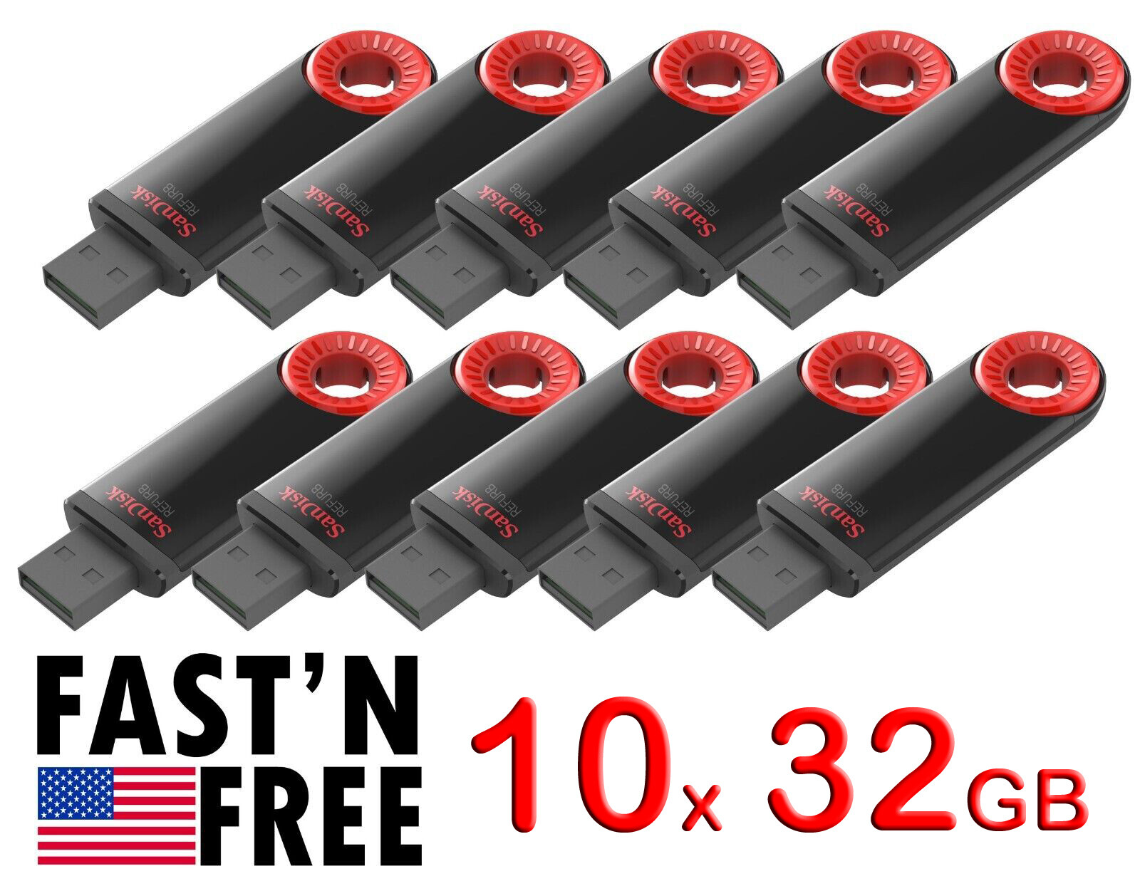 Lot 10 x SanDisk 32GB Cruzer Dial USB Flash Memory Pen Drive SDCZ57-032G 32 GB