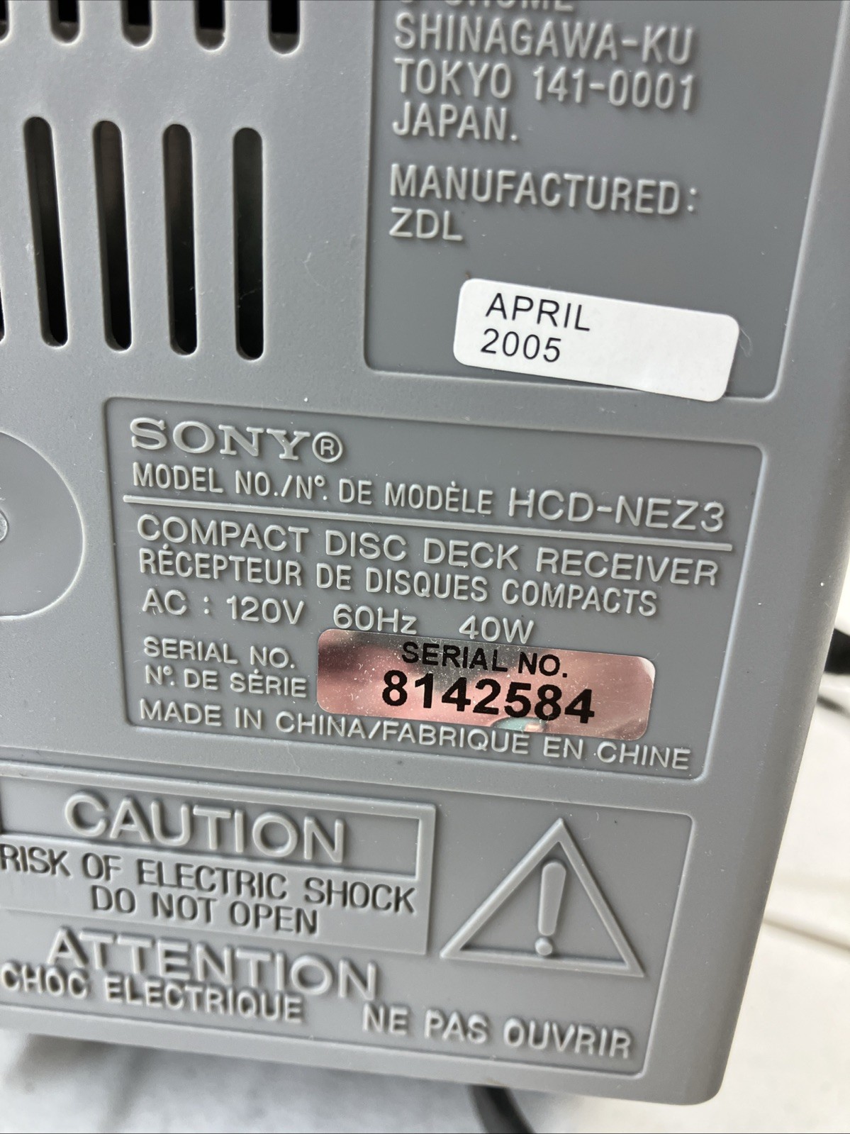 Sony HCD-NEZ3 Micro Hifi CD Tape Tested No Remote/No Speakers