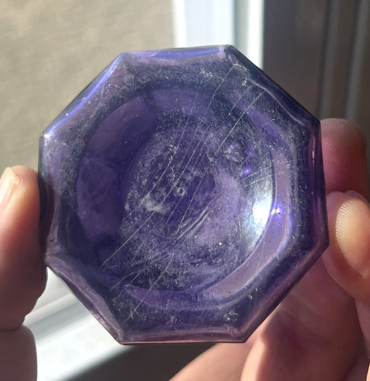 NICE AMETHYST 10 SIDED UMBRELLA MUCILAGE BOTTLE THREADED TOP 1910'S ERA DUG L@@K