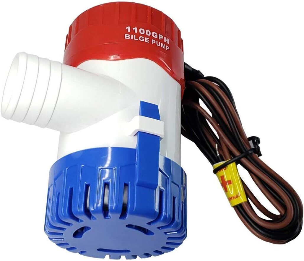 1100GPH 12V Electric Marine Submersible Bilge Sump Water Pump Boat 1-1/8" Hose