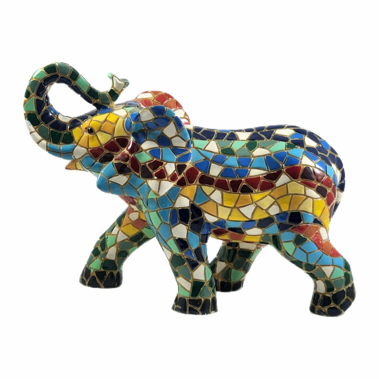 Vintage Mosaic Lucky Elephant Figurine Handmade Luck Statue Vtg Gaurdi Barcino