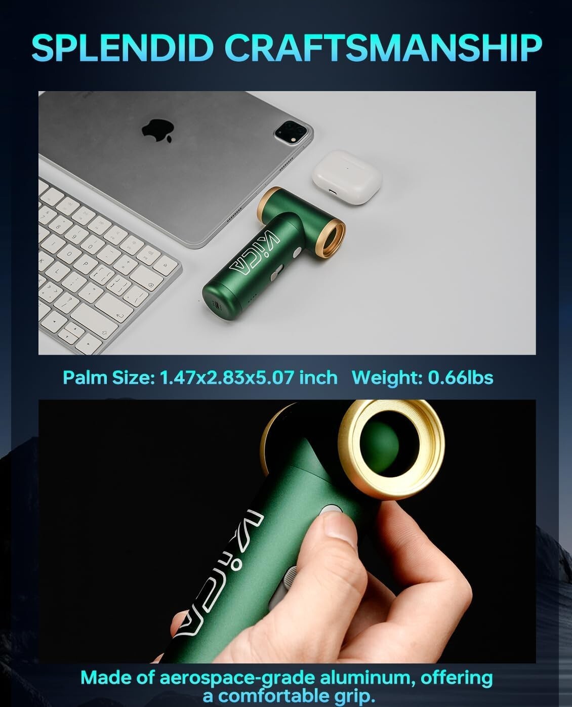 KiCA Jet Fan 2S Portable Electric Air Dust Blower Fan One-Button Turbo Boost