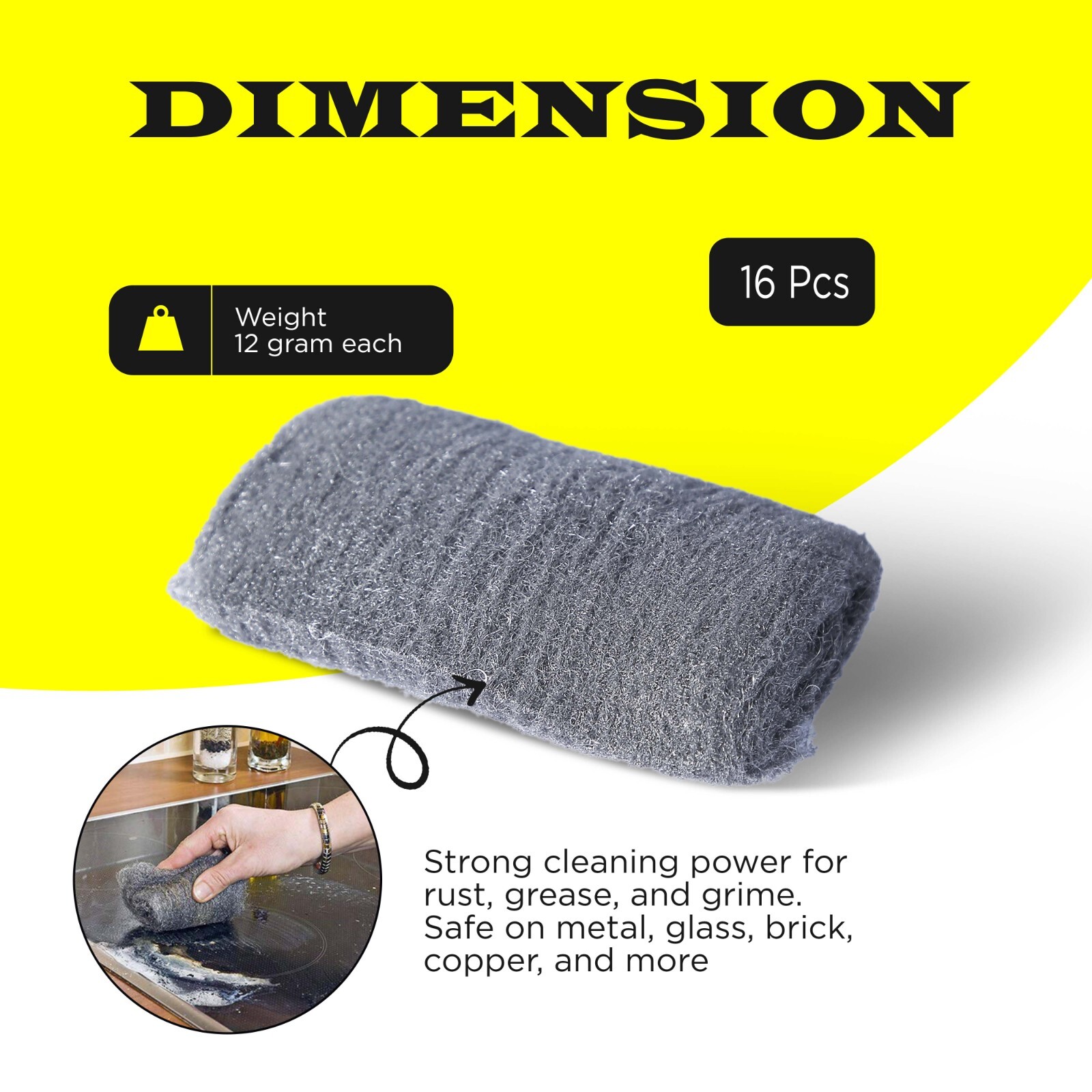 Steel Wool Grade 0000 - 16 pcs Finest Grade for Furniture Cleaning, Mice Control