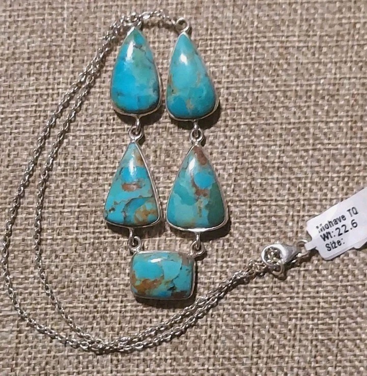 New Sterling Silver & Mojave Turquoise Necklace