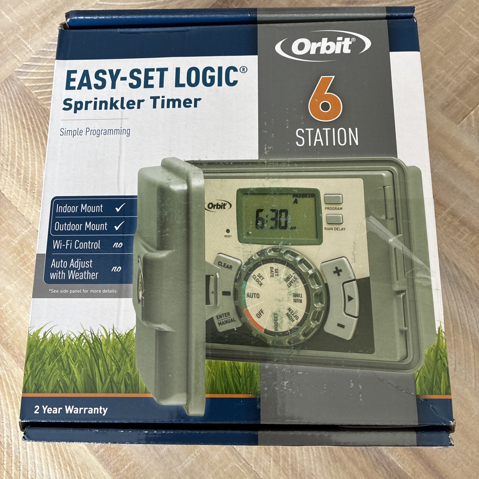 Orbit 57896 6 Station Indoor or Outdoor Swing Panel Sprinkler System Timer Green