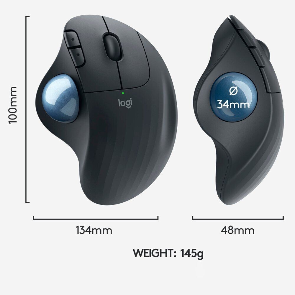 Logitech ERGO M575 Wireless Trackball Mouse - Black (910-005869)