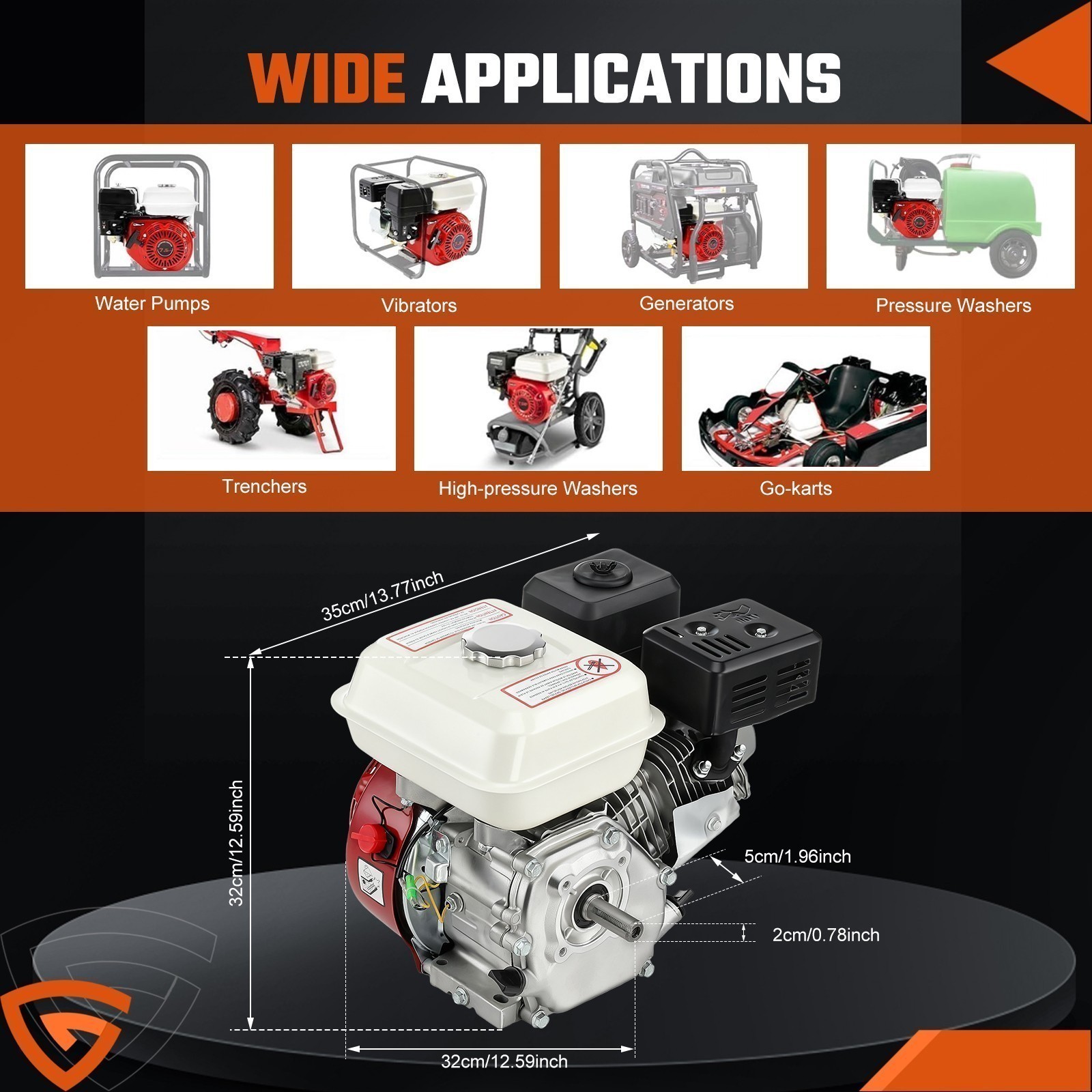 212cc 4-Stroke 7HP Manual Start Horizontal Engine For Go Kart Gas Engine Motor