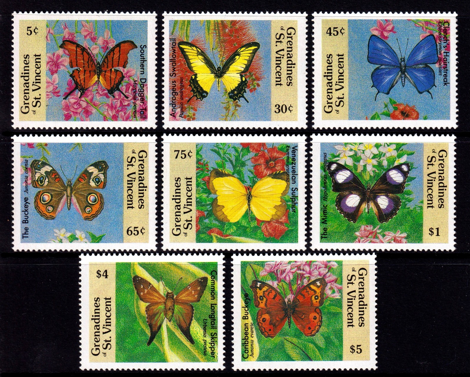 St. Vincent Grenadines 1989 Butterflies Complete Mint MNH Set SC 661-668