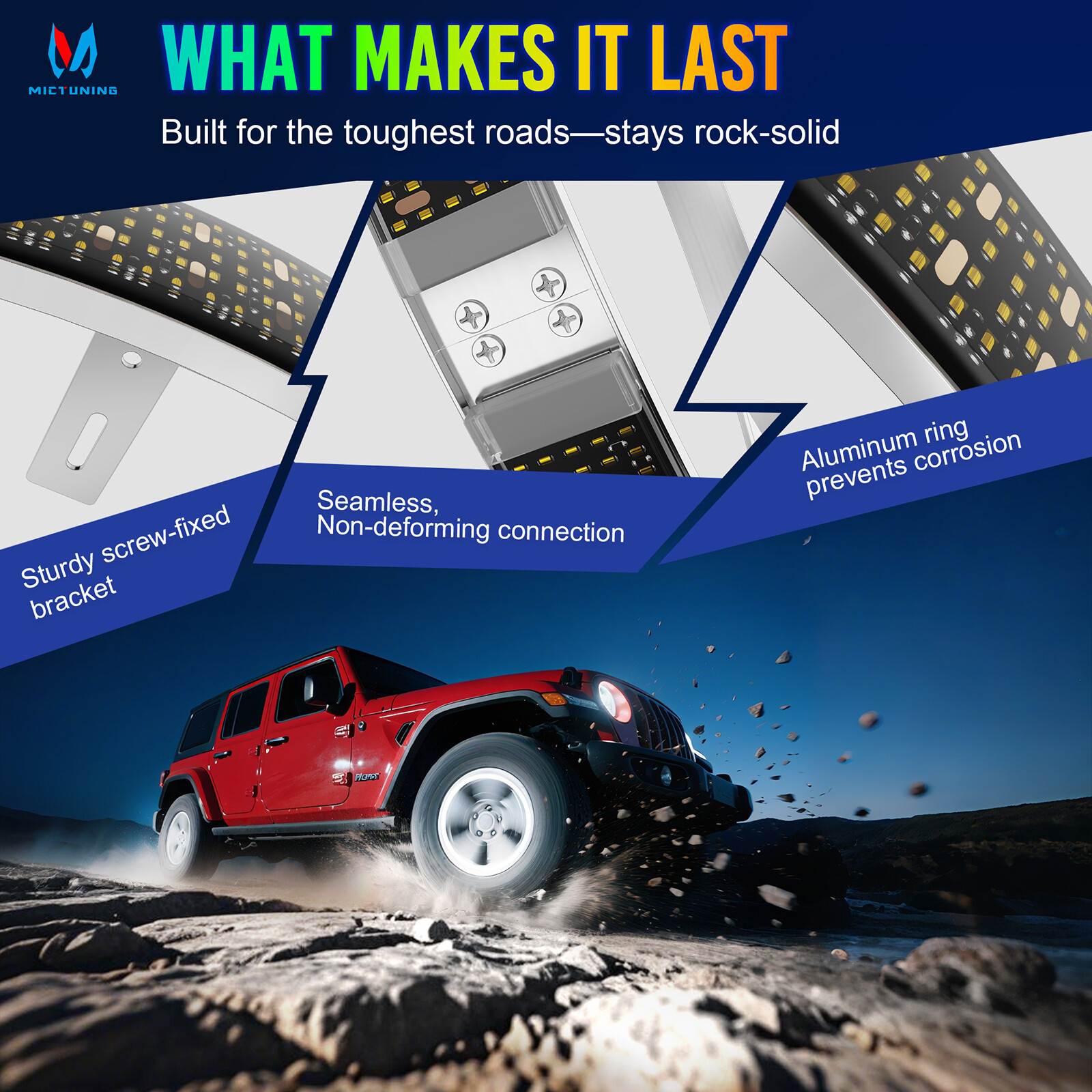 4Pcs 300W 17" Inch 5-Row Pure White LED Wheel Lights Car Rim Lights 6000K Bright