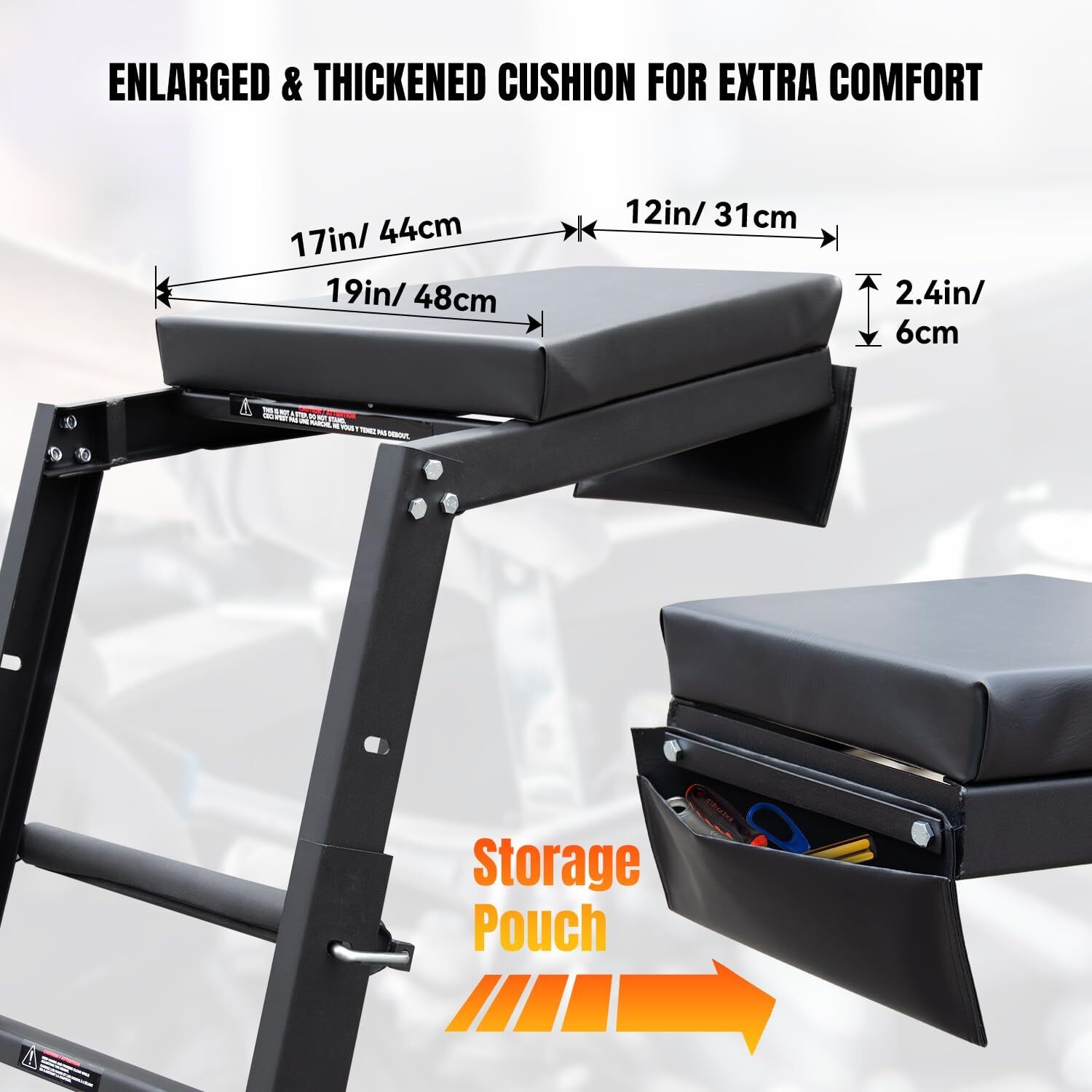Automotive Topside Creeper Adjustable Engine Creeper Height 47" to 65", 440 LBS