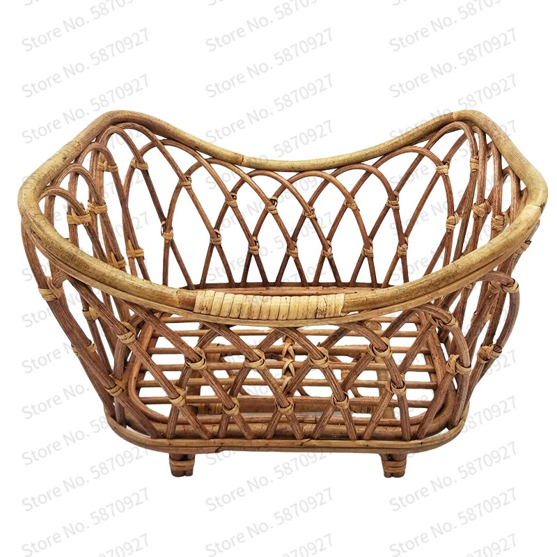 Newborn Photography Props Baby Basket Rattan Baby Bed Weaving Baskets Wooden