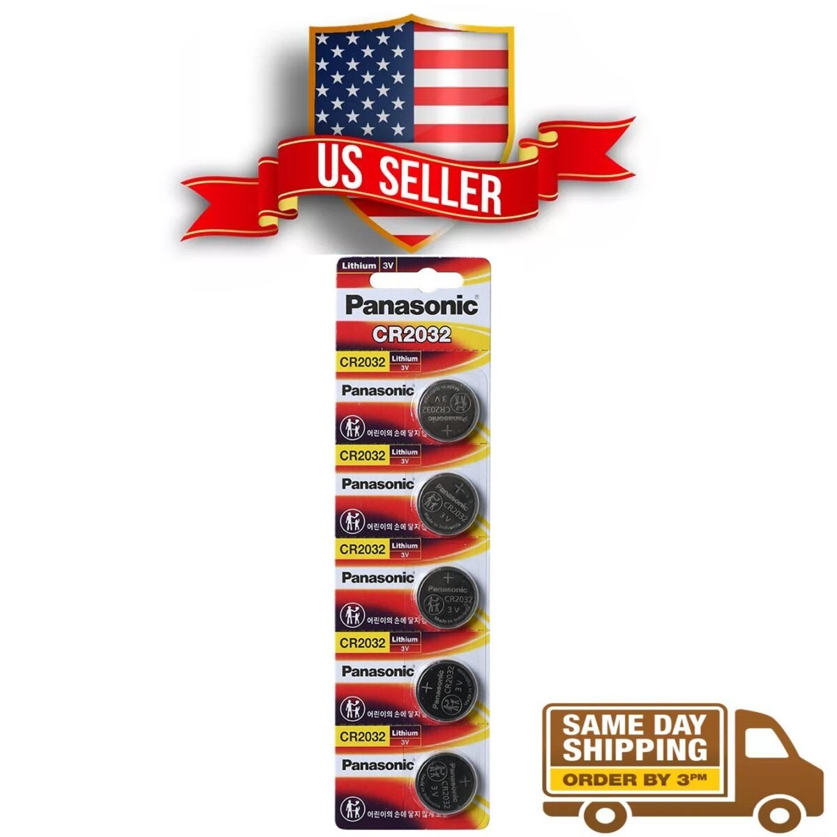 5 FRESH PANASONIC CR2032 BULK CR 2032 3V LITHIUM COIN CELL BATTERY EXP 2033