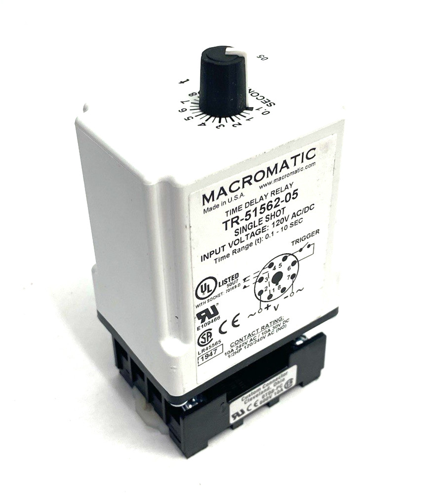 Macromatic TR-51562-05 Time Delay Relay, Single Shot, 0.1-10sec
