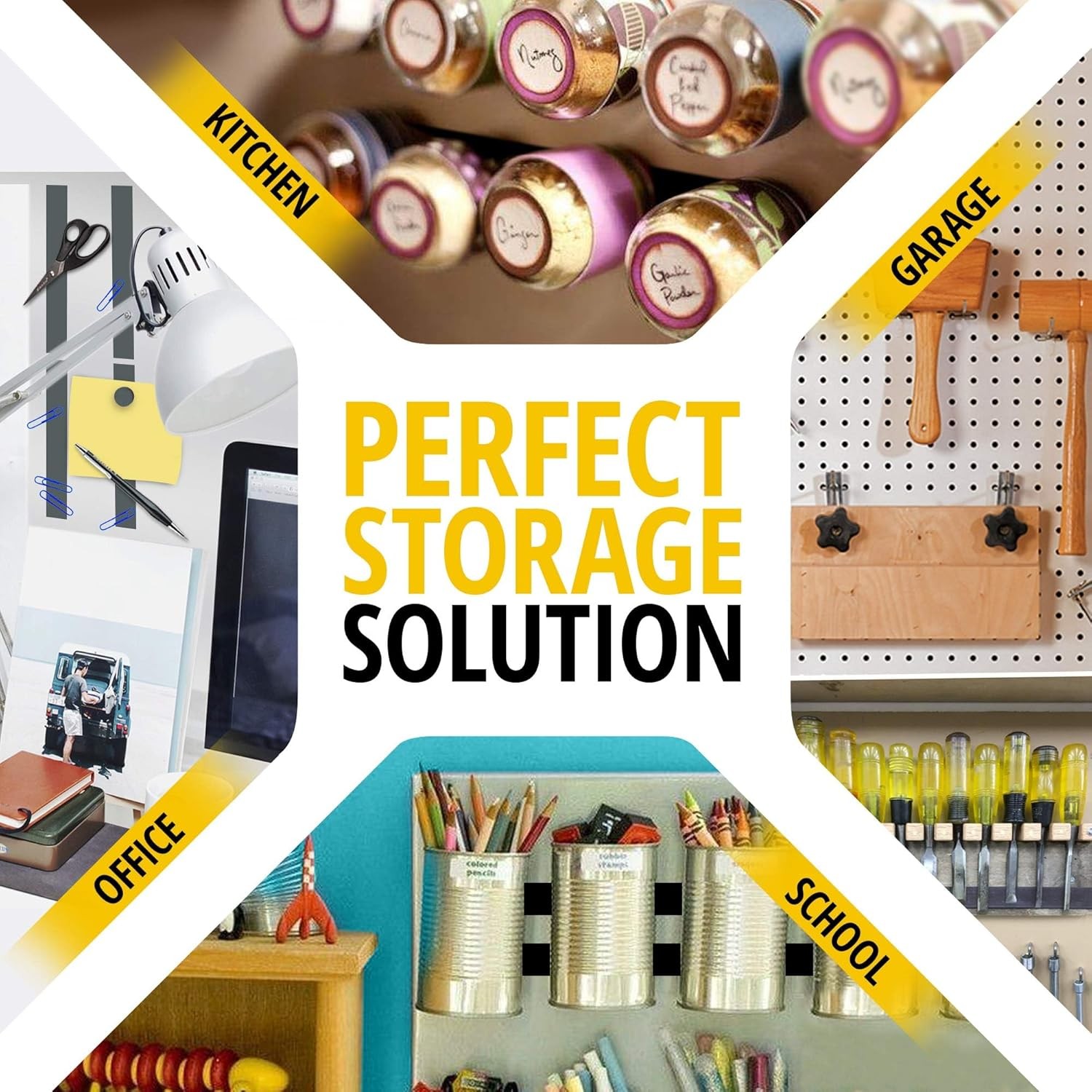 6 Pack Magnetic Strips with Adhesive Backing for Crafts Tools Kitchen Garage