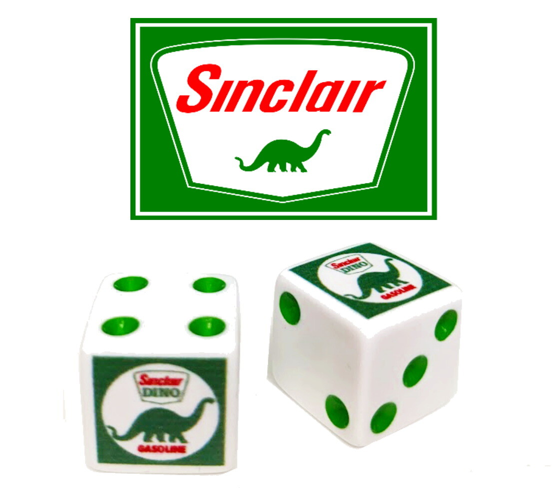 Sinclair Dino Gasoline Gas Oil Dice Pair Set Collectible Board Game Night Rare