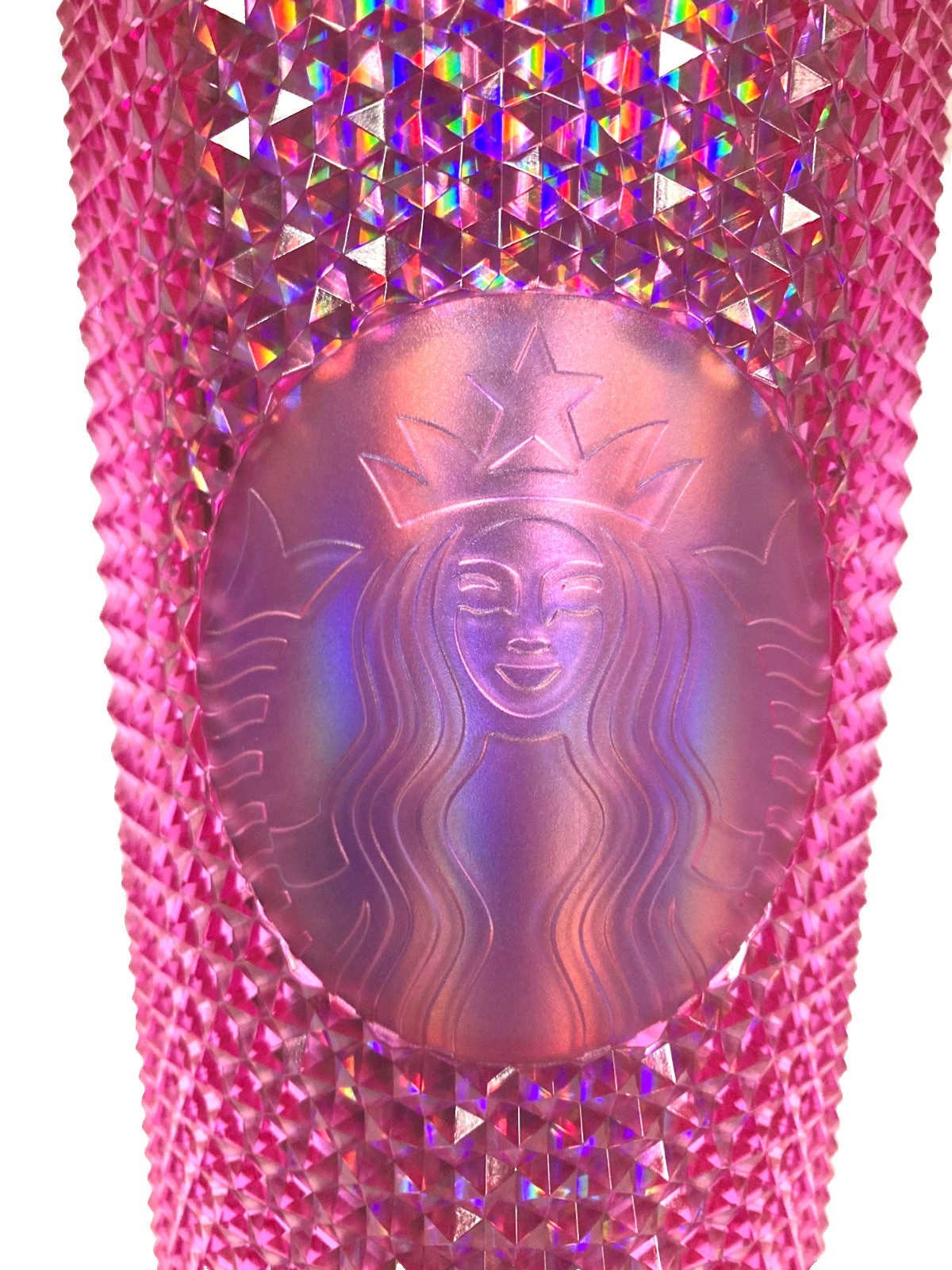 Starbucks 2025 Cold Cup Tumbler Iridescent Pink Domed Studded 24oz Venti