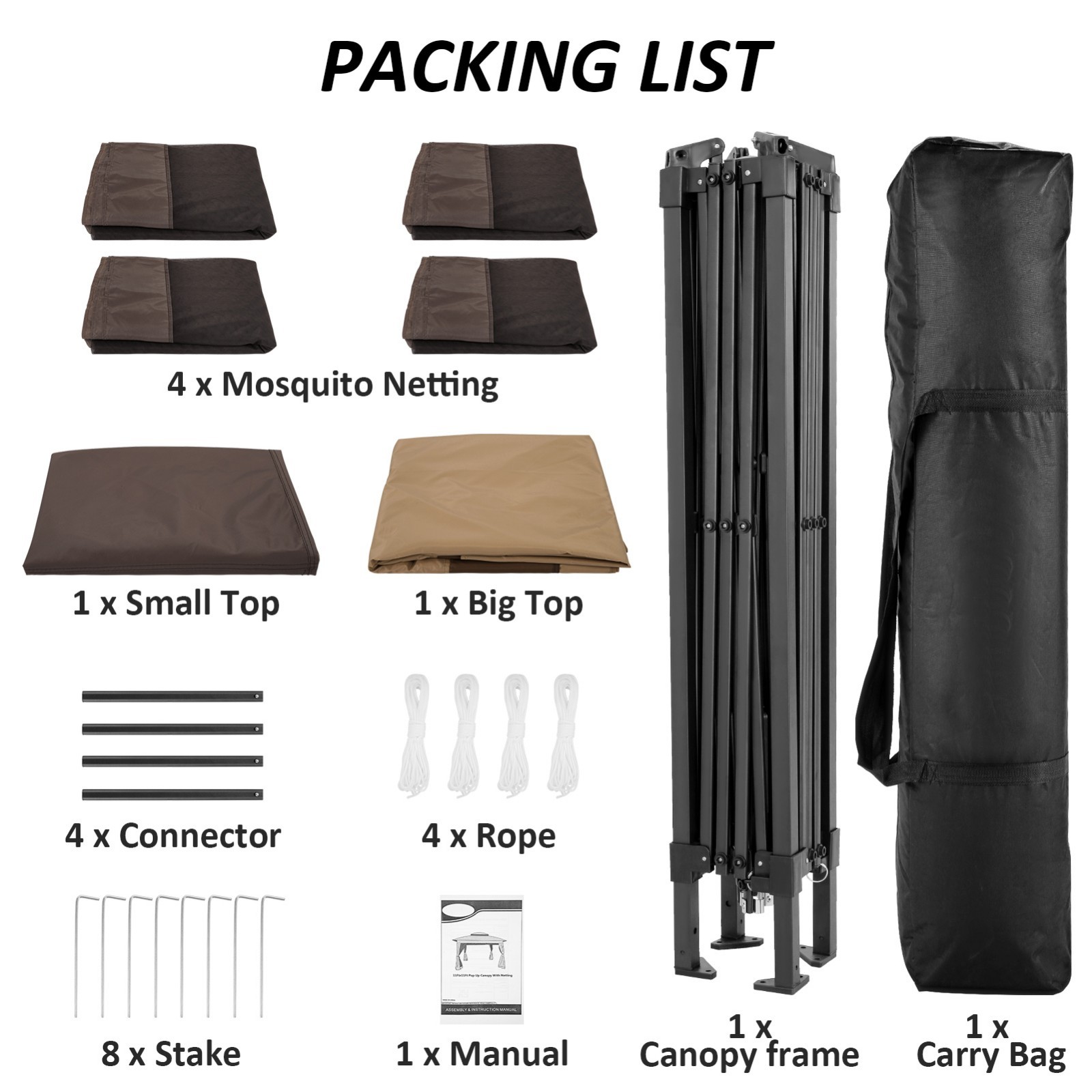 11x11FT Patio Gazebo with Mosquito Netting Outdoor Heavy Duty Party Canopy Tent