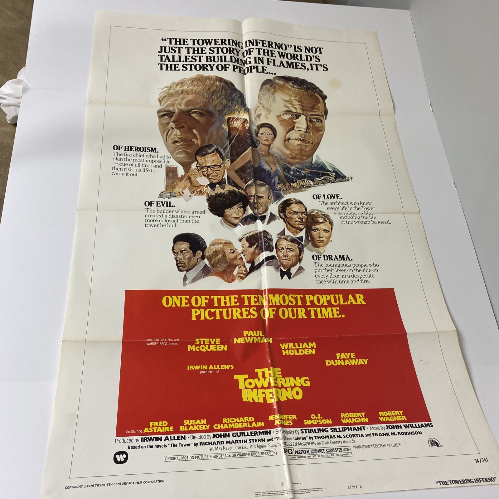 THE TOWERING INFERNO * 1976R ORIGINAL MOVIE POSTER 1SH PAUL NEWMAN STEVE MCQUEEN