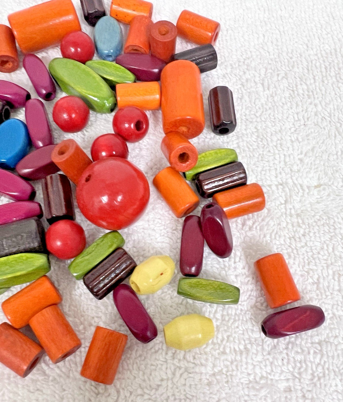 75 Vintage Camp Fire Girls Wood Red Green Blue Beads Awards Tasks Ceremonial