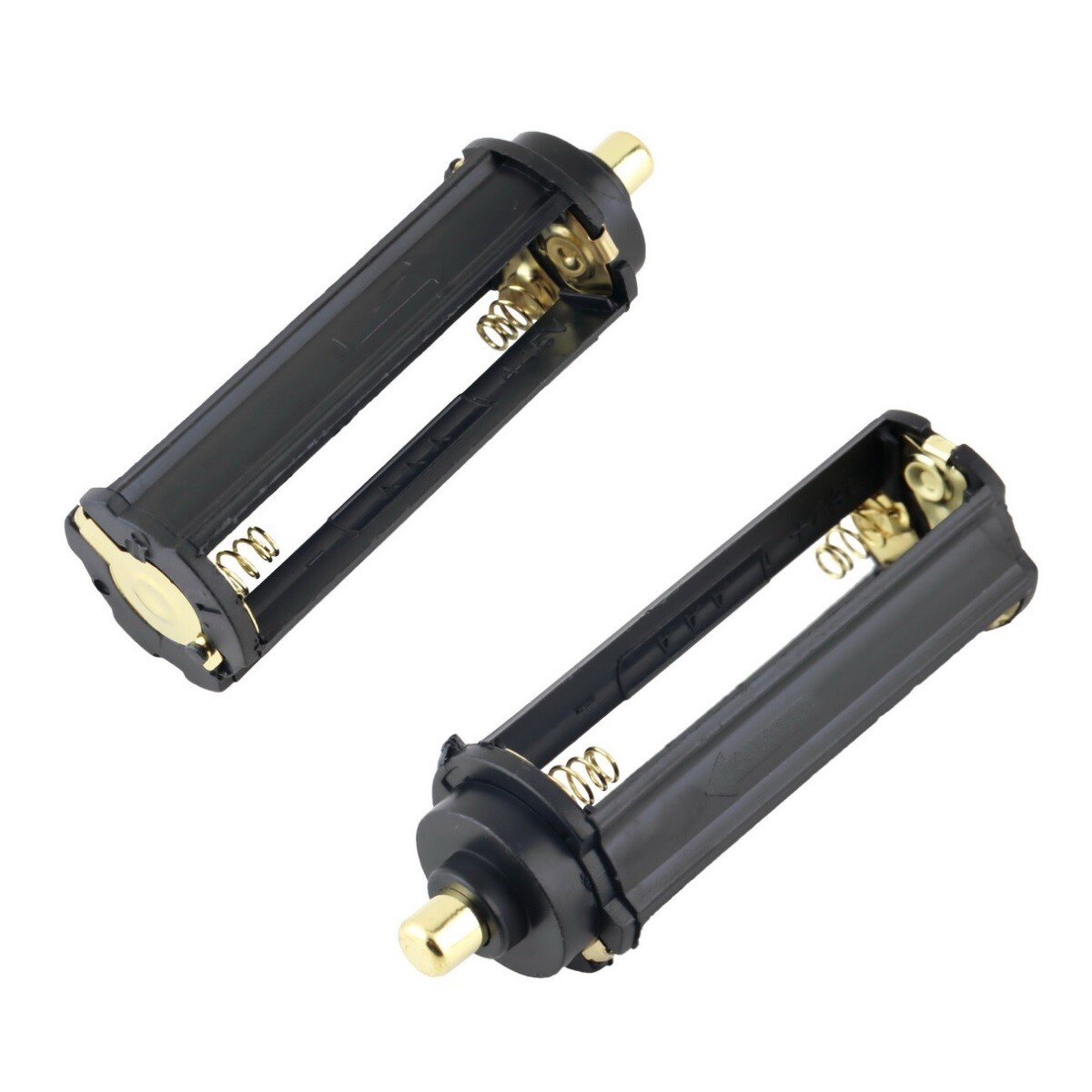 2x 3-AAA Battery Holder Case Plastic 18650 Spring Flashlight Round Circular 7/8"