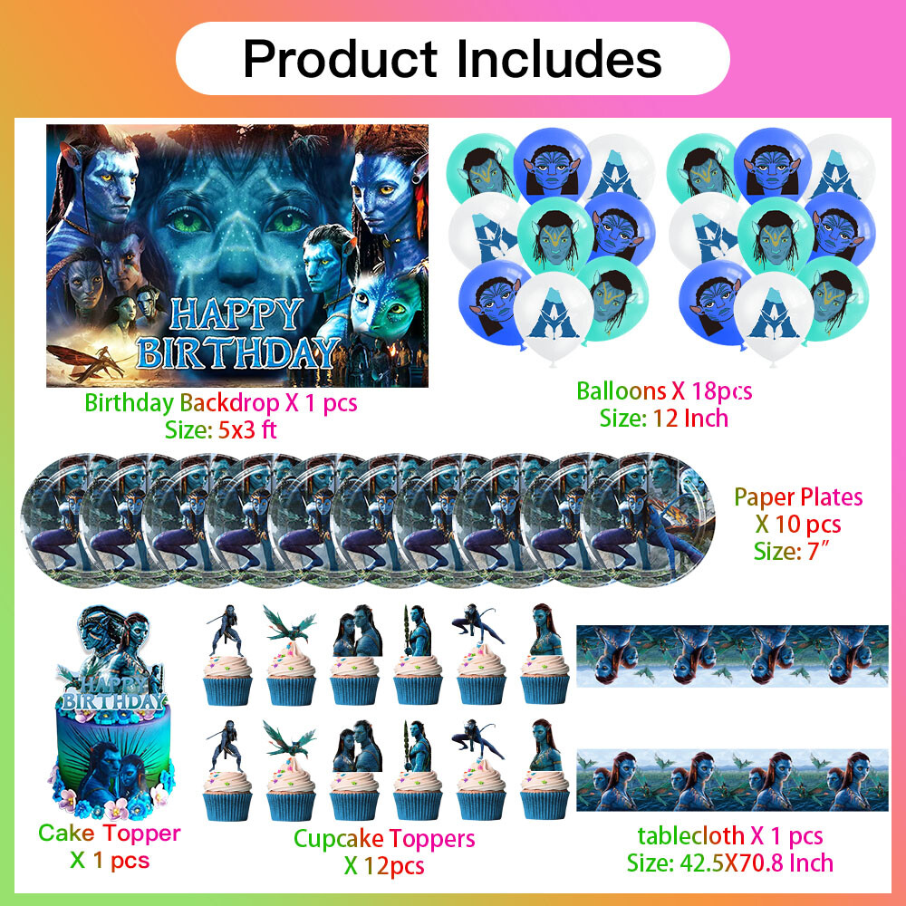 Avatar Party Supplies Party Decorations Set Plates Balloons Banner Tablecloth