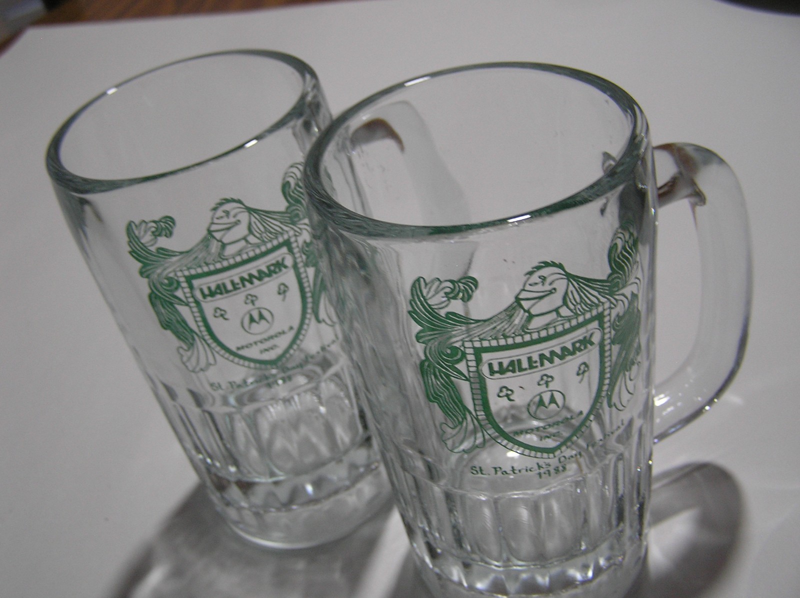 2 Vintage Beer Mugs Commemorating The Motorola St.Patrick's Day Festival in 1988