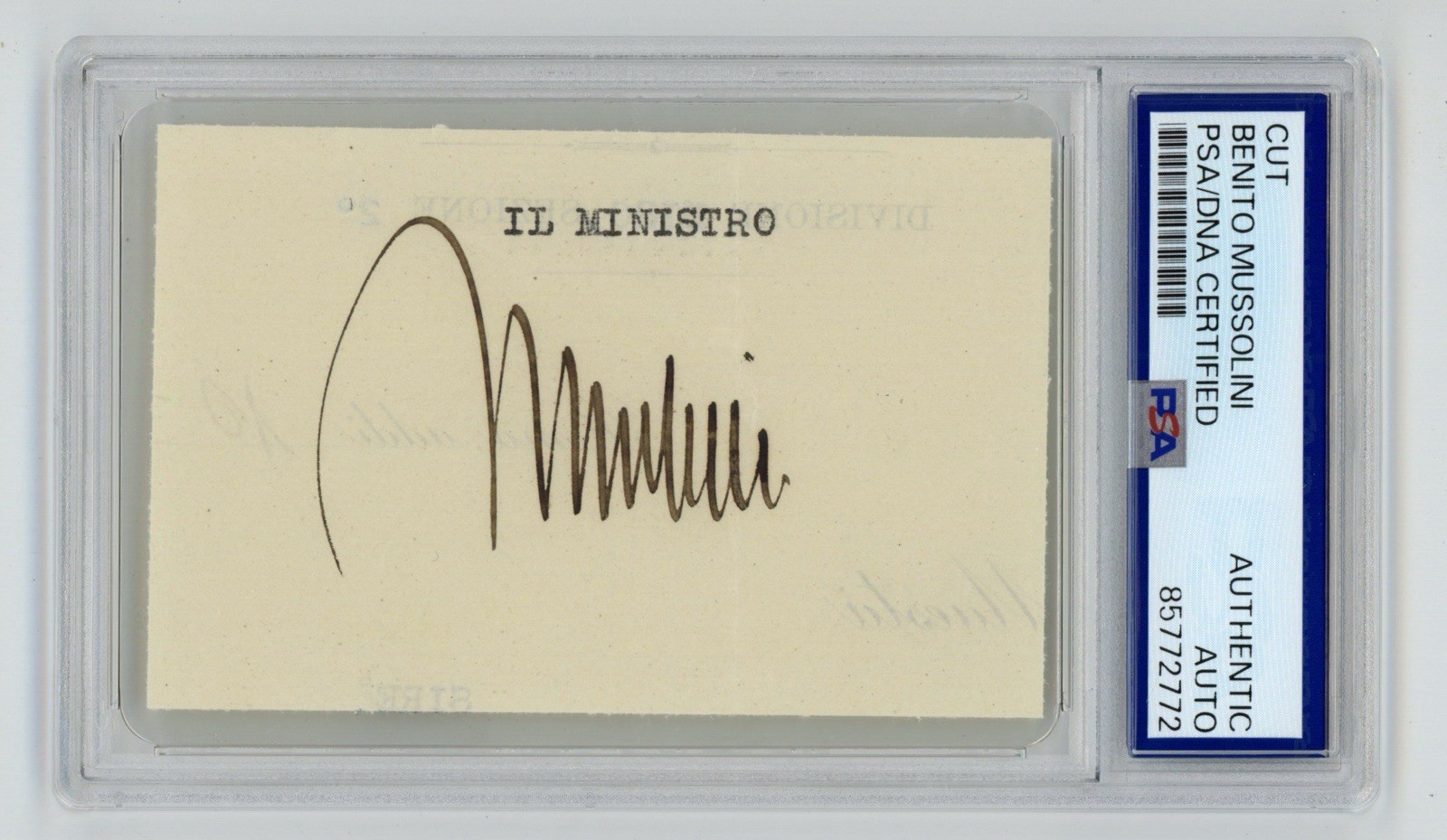 BENITO MUSSOLINI SIGNED AUTOGRAPH CUT ITALIAN PRIME MINISTER PSA/DNA AUTO