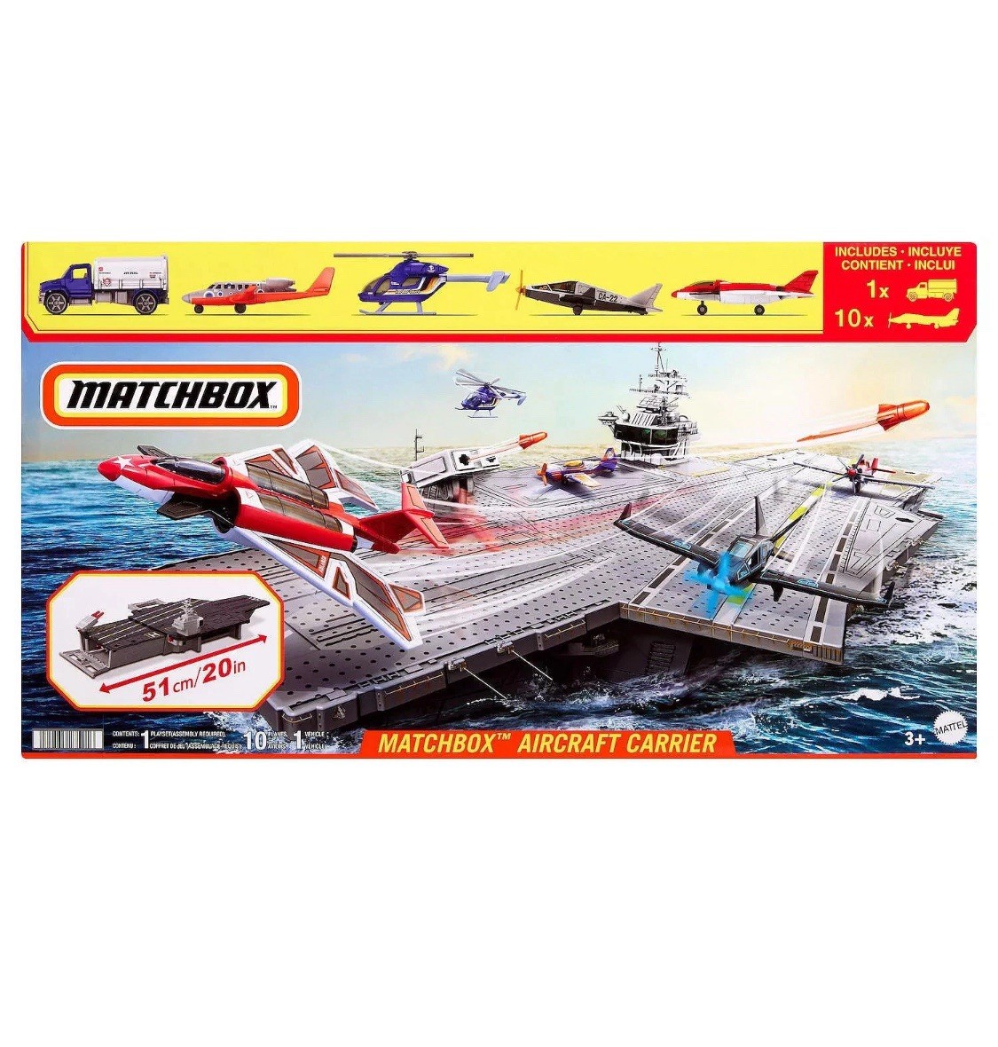 Matchbox Aircraft Carrier Playset w/ Sky Busters 10 Planes + 1 Truck | NIB & RTS
