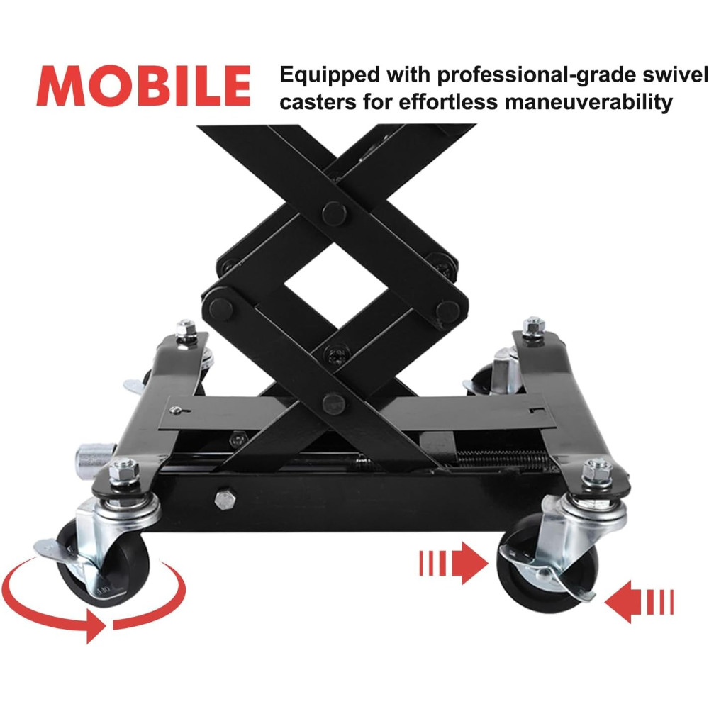 450 LBS Low Profile Transmission Jack with 7-23" Height Range & Safety Straps