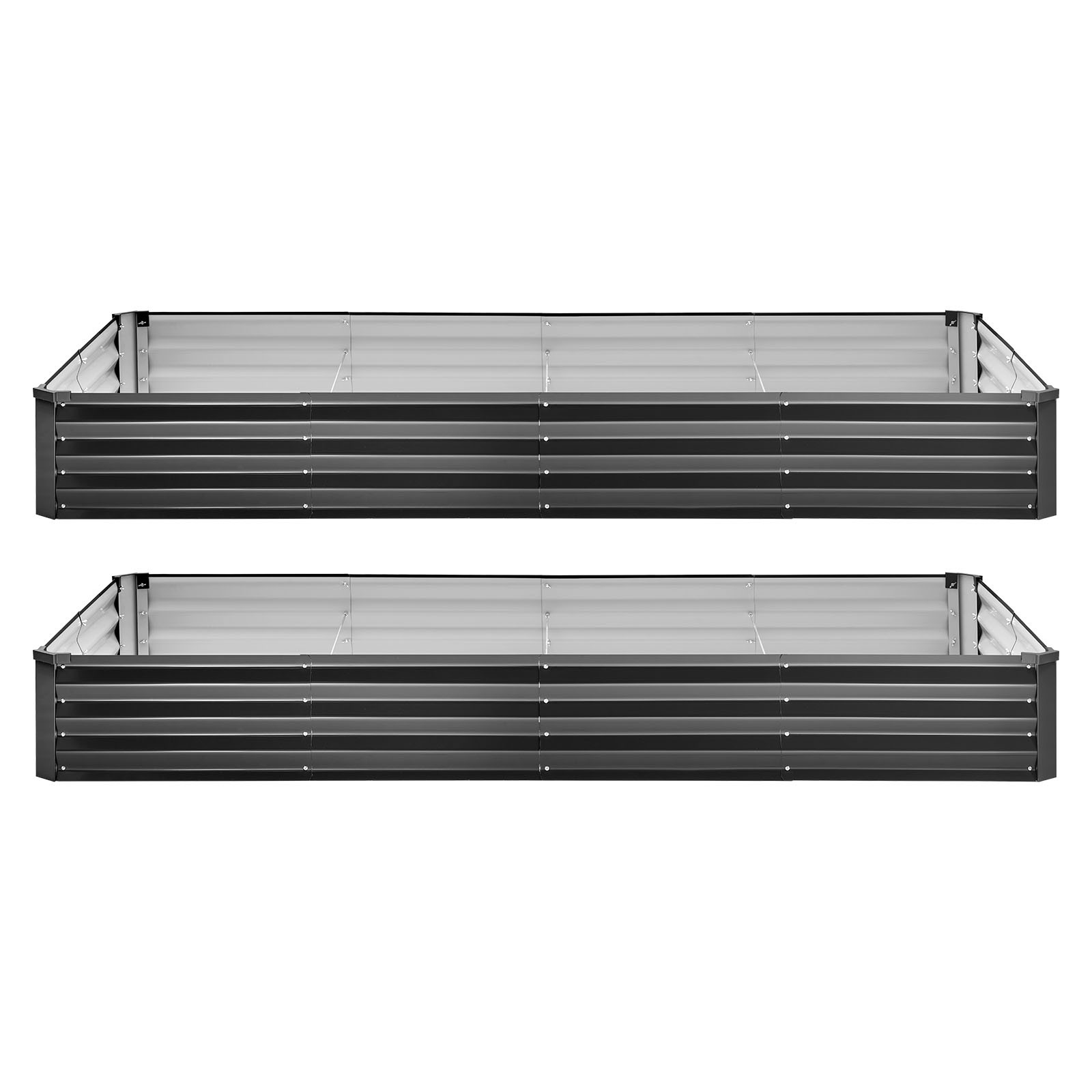 VEVOR 2 Pack Galvanized Raised Garden Beds 8x4x1 ft Rectangular Planter Box Gray