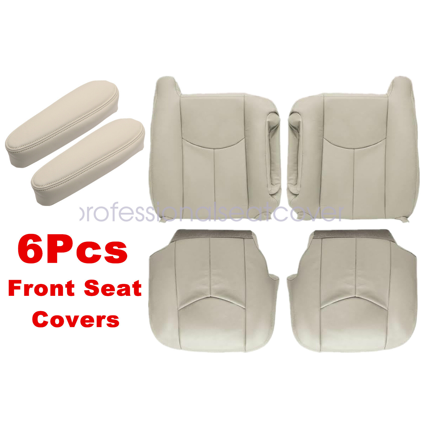 For 2003 2004 2005 2006 Chevy Tahoe GMC Yukon Front Leather Seat Cover Light Tan