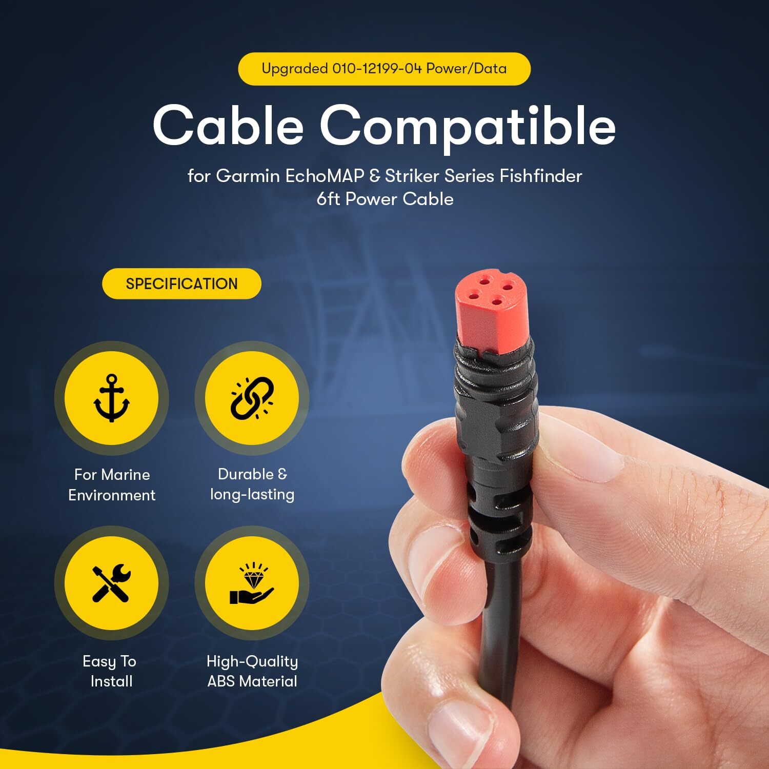 010-12199-04 Power/Data Cable 4-Pin For Garmin Striker VIVID 4cv 5cv 7cv 7sv 9sv