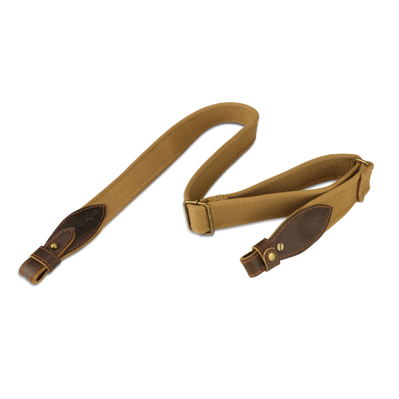 TOURBON Rifle/Shotgun Sling Webbing Strap Leather End+ Pair 1" Mount Swivels Set