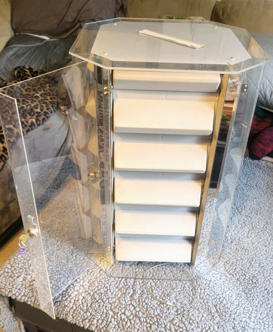 COUNTERTOP ACRYLIC JEWELRY 💎 WATCH BRACELET RING DISPLAY CASE SPINNING SHOWCASE