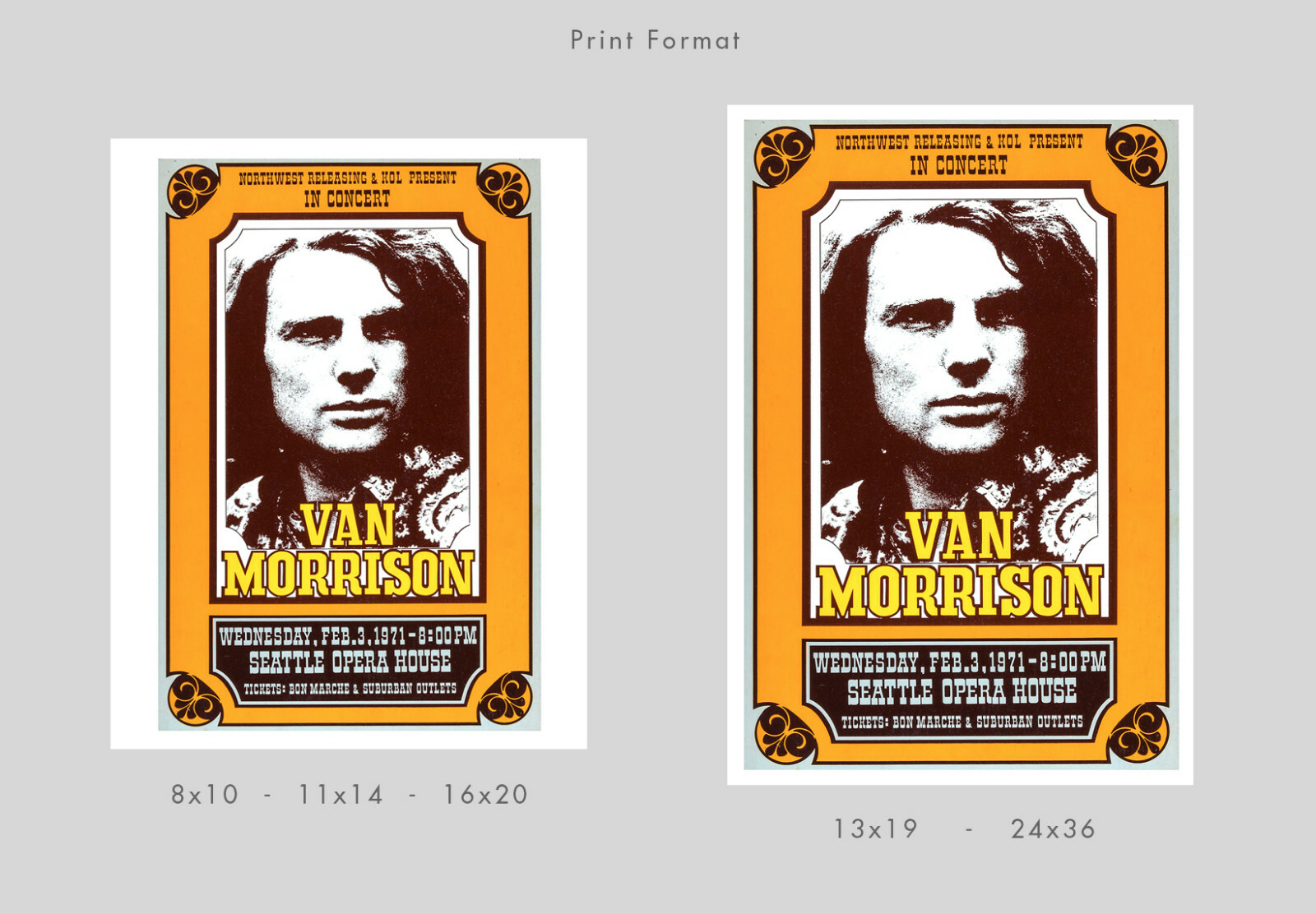 Van Morrison 1971 concert poster print