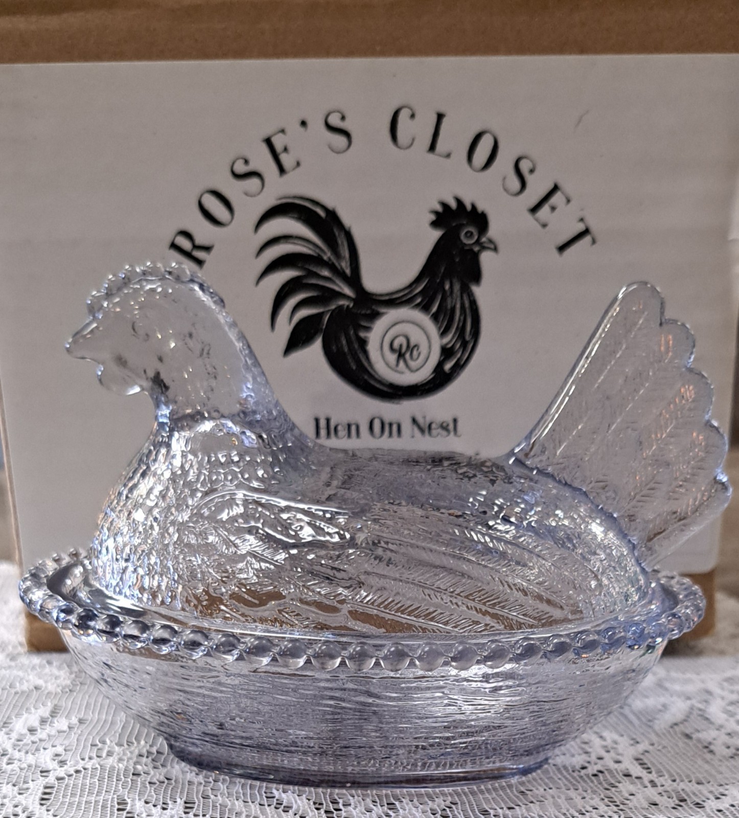 Set of 6 Hen On Nest, COMPLETE SET of Rose's Closet w/ Box, Small Indiana Style