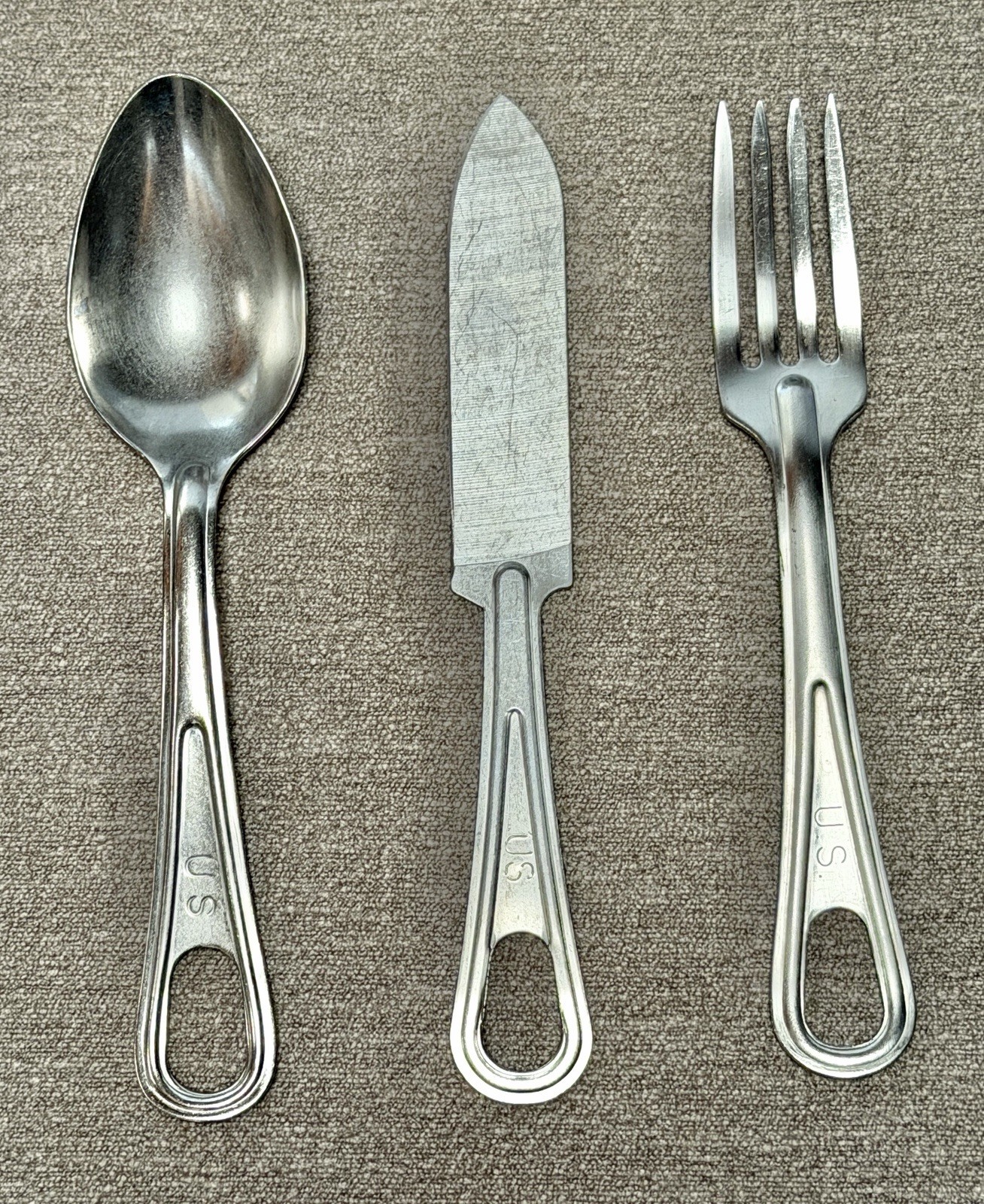 Vintage US Military Utica Skoco Cutlery Mess Kit Spoon Fork Knife Set Stainless