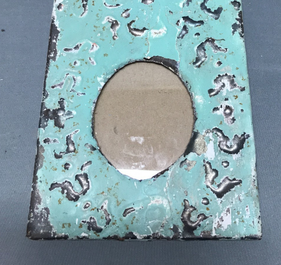 VTG 5x23 Multi Triple Oval Photo Tin Ceiling Metal Picture Frame Old 1841-25B