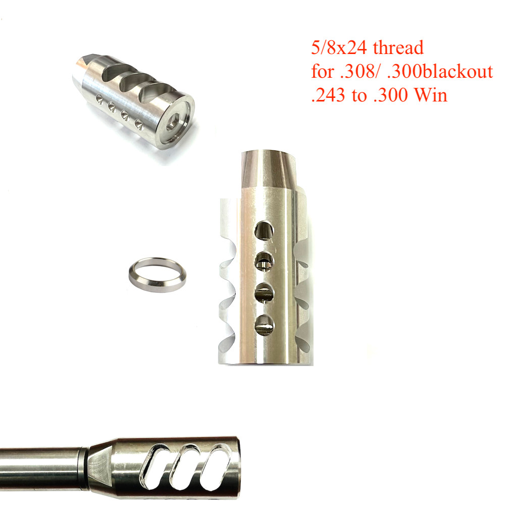 Stainless Steel .308 /308 Competition Muzzle Brake 5/8x24 Thread w/ Washer U.S.