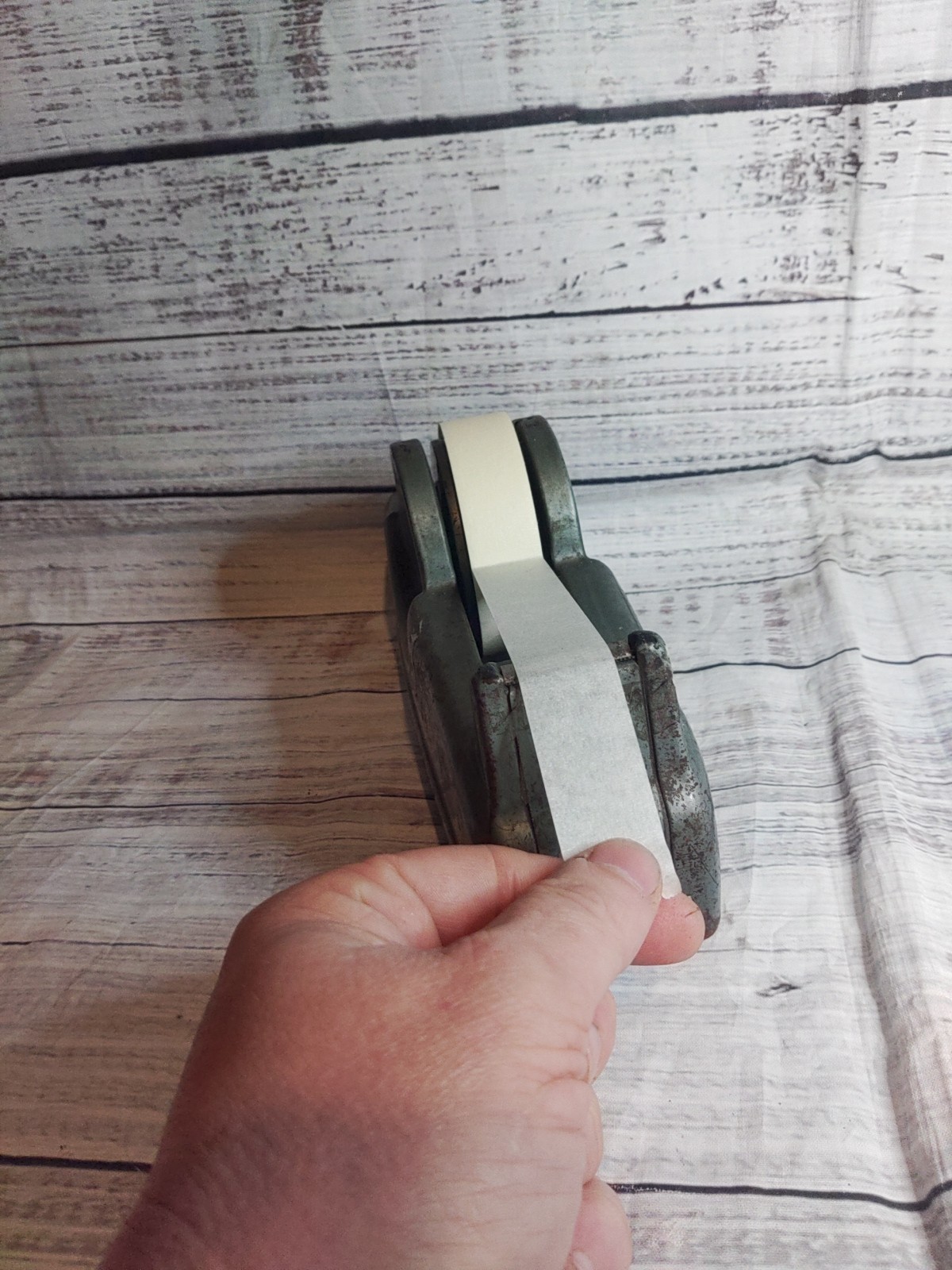 VINTAGE CAST IRON SCOTCH TAPE DISPENSER MODEL GREEN GRAY (Tape Not Included)