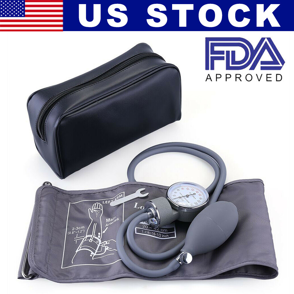 Aneroid Sphygmomanometer Stethoscope Manual Blood Pressure Monitor BP Cuff Gauge