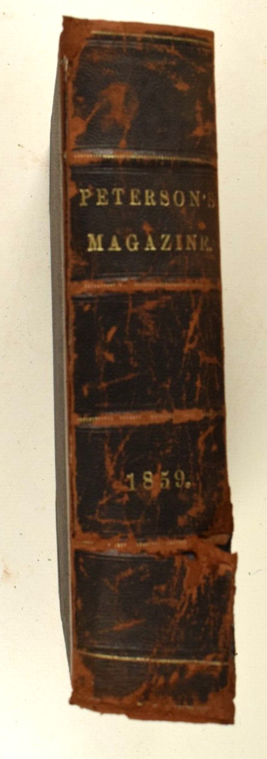 1859 Bound Peterson's Magazine Full Year w/ Hand Colored Engravings Sheet Music