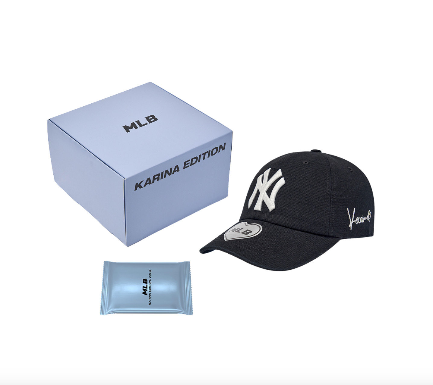 MLB x Karina Signature Unstructured Black Ball Cap + Photo Card 3ACPKRN6N-50BKS