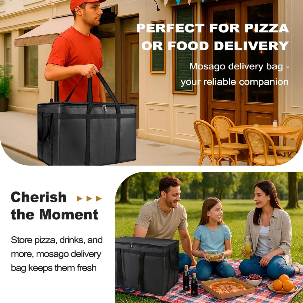 Insulated Food Delivery Bag Reusable Thermal Cooler Grocery Bags for Caterin...